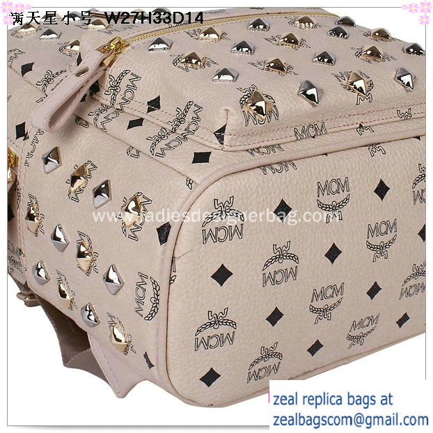 High Quality Replica MCM Stark Studded Small Backpack MC2089S OffWhite - Click Image to Close